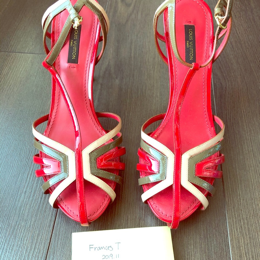 Louis Vuitton patent leather strap sandals